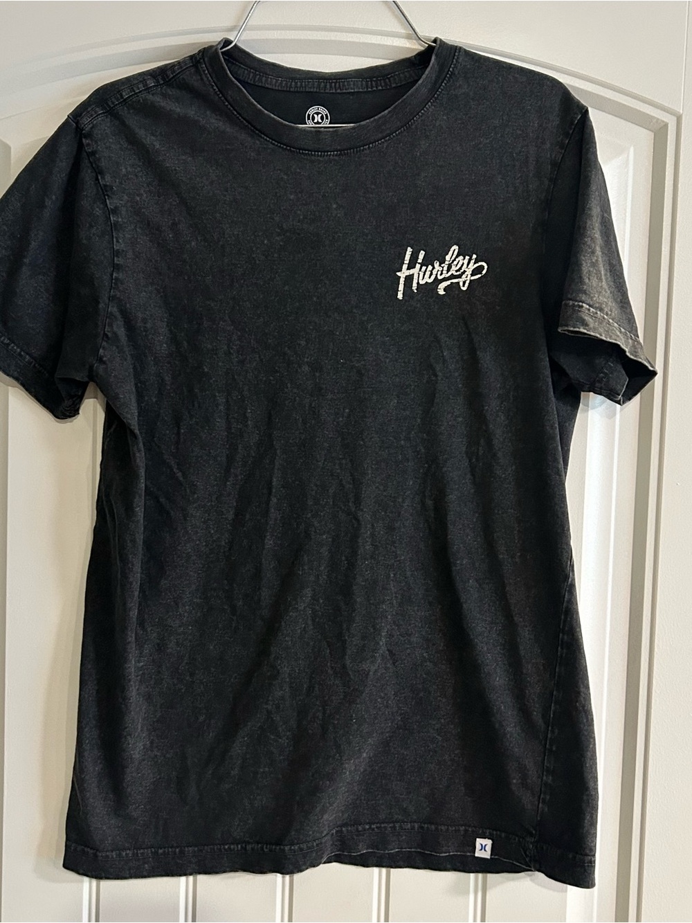 Hurley Black Short-Sleeve Crew Tee with Script Logo